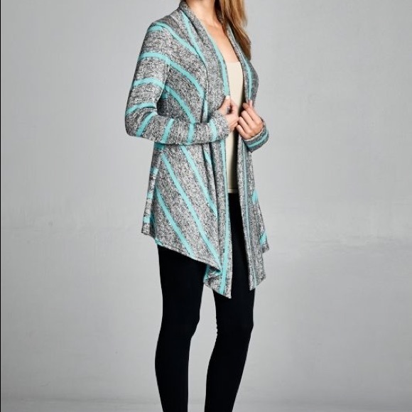 Women’s mint colored draped cardigan - Picture 2 of 3